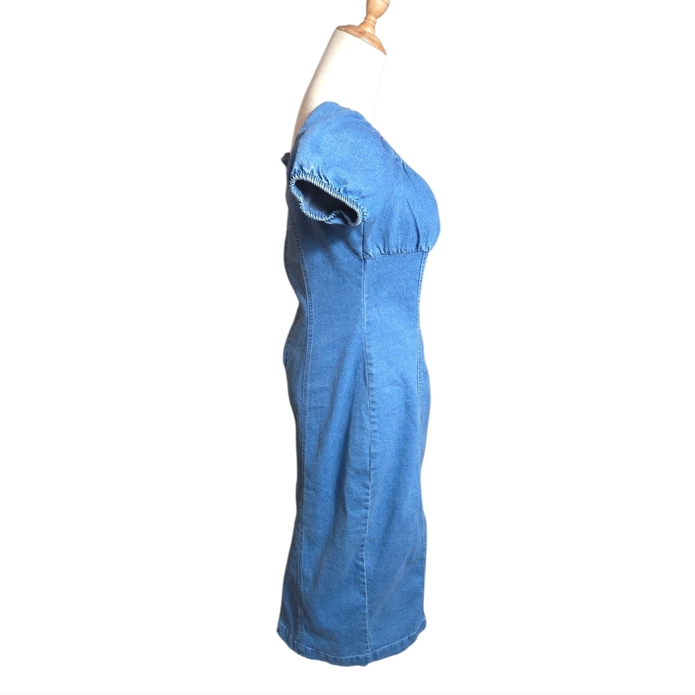Derek Heart Y2K Blue Denim Midi Dress - Picture 3 of 9